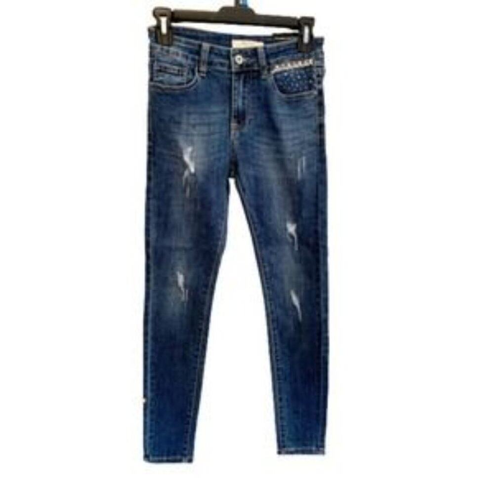 Redial Paris Denim Embellished Skinny Jeans Size 36 (Size 8 USA)
